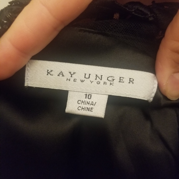 Kay Unger Floral Lace MIDI Dress in Black, Size 10 - Picture 2 of 8